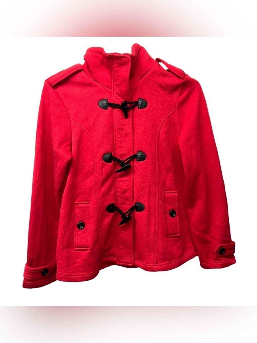 Sebby Fleece Jacket Coat Womans Size L Red Hooded